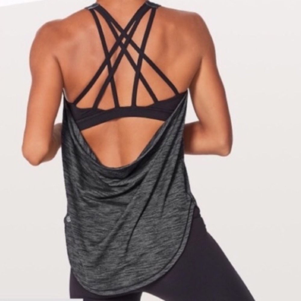 Lululemon | Gray Black Criss Cross Bra Tank